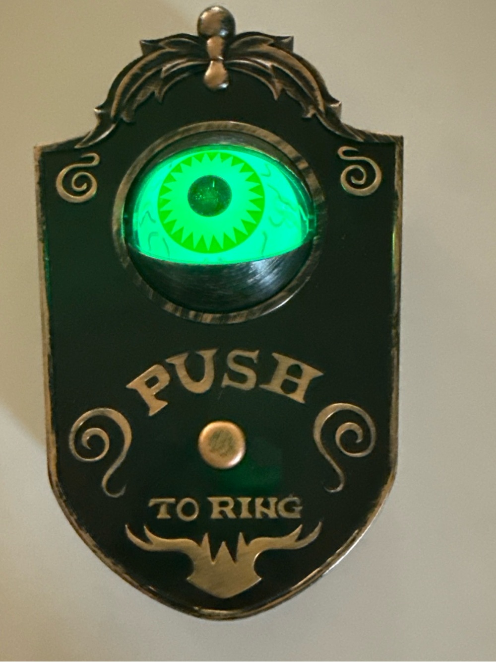 Gemmy “Push to Ring” Moving Eyeball Talking Doorbell Halloween Decor